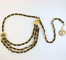 Load image into Gallery viewer, Chanel Vintage Gold Hardware &amp; Black Leather Belt