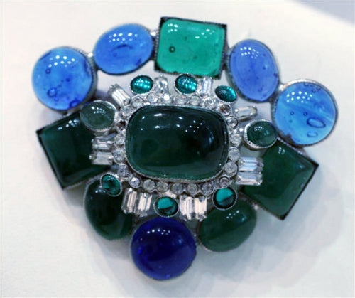 Signed Vintage Poured Glass Brooch