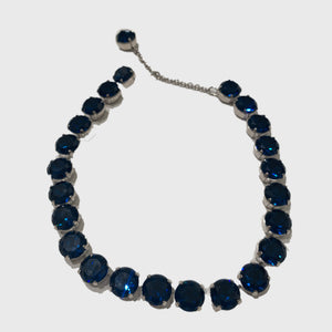 Harlequin Market Large Austrian Crystal Accent Necklace - Montana Blue