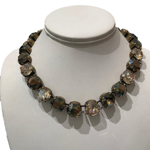 Harlequin Market X-Large Austrian Crystal Accent Necklace -Smokey Quartz & Golden Shadow Mix