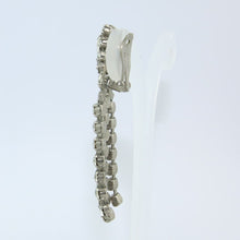 Load image into Gallery viewer, HQM Austrian Clear Crystal Rhinestone Cuff &amp; Tassel Earrings (Clip-On)