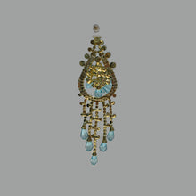 Load image into Gallery viewer, Turquoise Floral Chandelier Tassel Earrings (Pierced)