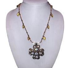Load image into Gallery viewer, Vintage Gold and Clear Crystal Cross Necklace