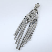 Load image into Gallery viewer, HQM Austrian Clear Crystal Silver Tone Dramatic Deco Tassel Earrings (Clip-On)
