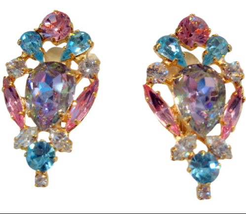 Harlequin Market Austrian Crystal Earrings -(Clip-On Earrings)