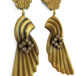 Joseff of Hollywood Wings of Victory earrings c. 1940 - (Clip-On Earrings)