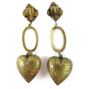 Joseff of Hollywood charming heart drop earrings c. 1940