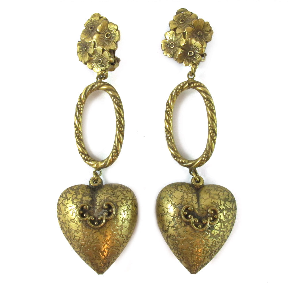 Joseff of Hollywood charming heart drop earrings c. 1940