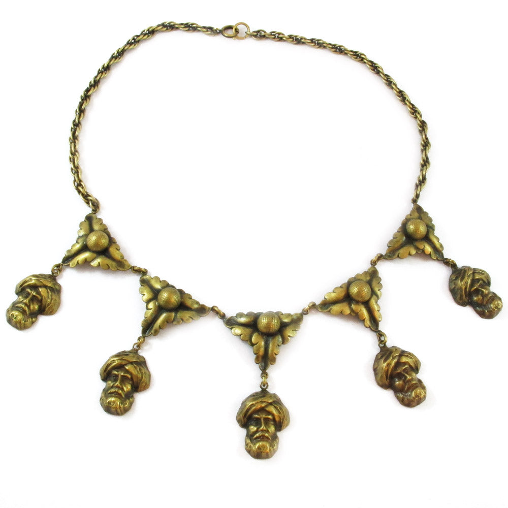 Joseff of Hollywood turban head pendants necklace c.1940