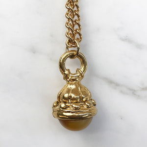 18kt Gold Plated Layering Chain Necklace With Vintage Pendant - Harlequin Market