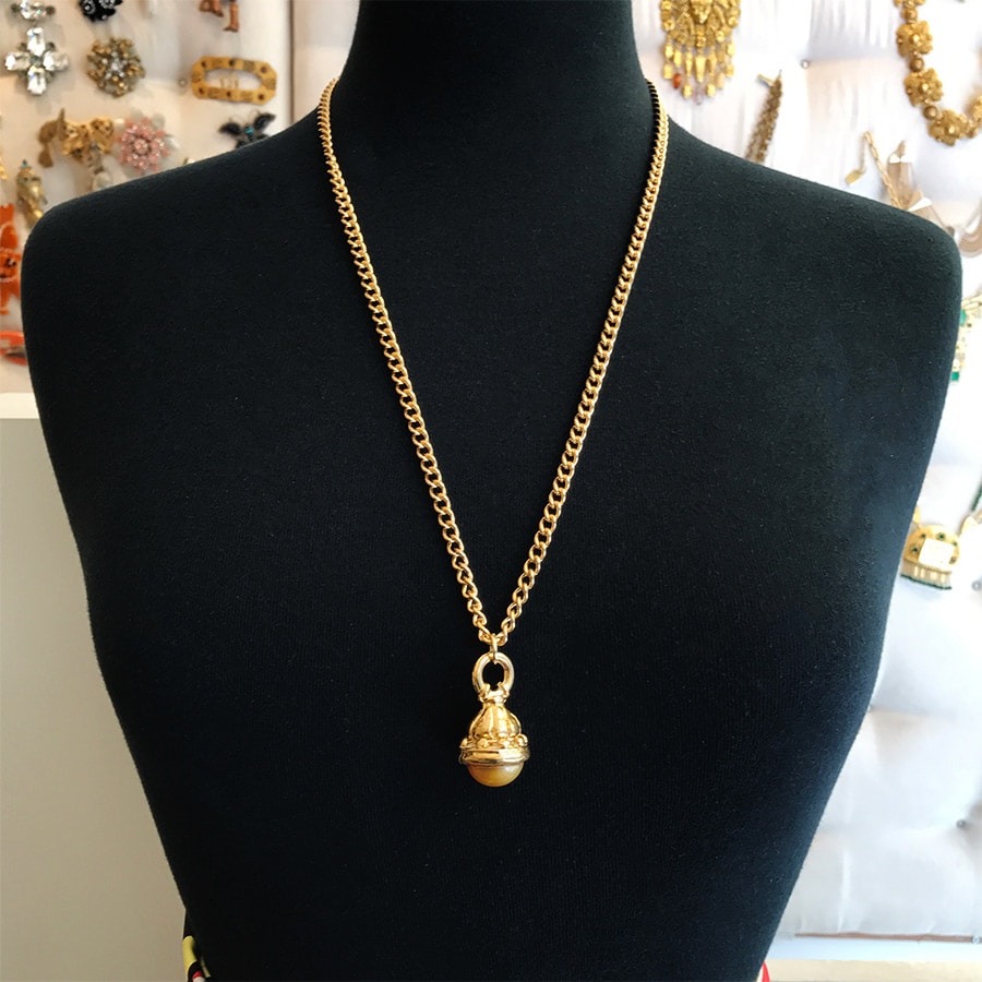 18kt Gold Plated Layering Chain Necklace With Vintage Pendant - Harlequin Market