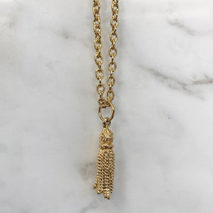 18kt Gold Plated Layering Chain Necklace With Vintage Tassel Pendant - Harlequin Market