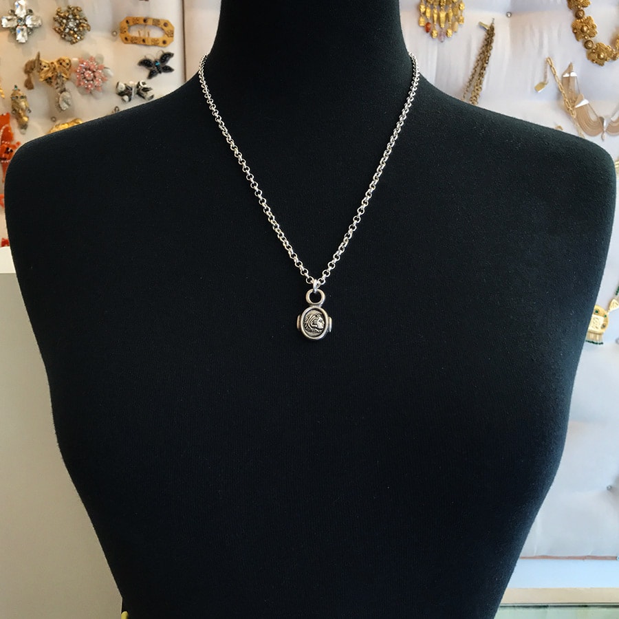 Pewter Plated Layering Chain Necklace With Vintage Coin Pendant
