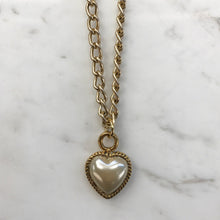 Load image into Gallery viewer, 18kt Gold Plated Layering Chain Necklace With Vintage Faux Pearl Heart Pendant - Harlequin Market
