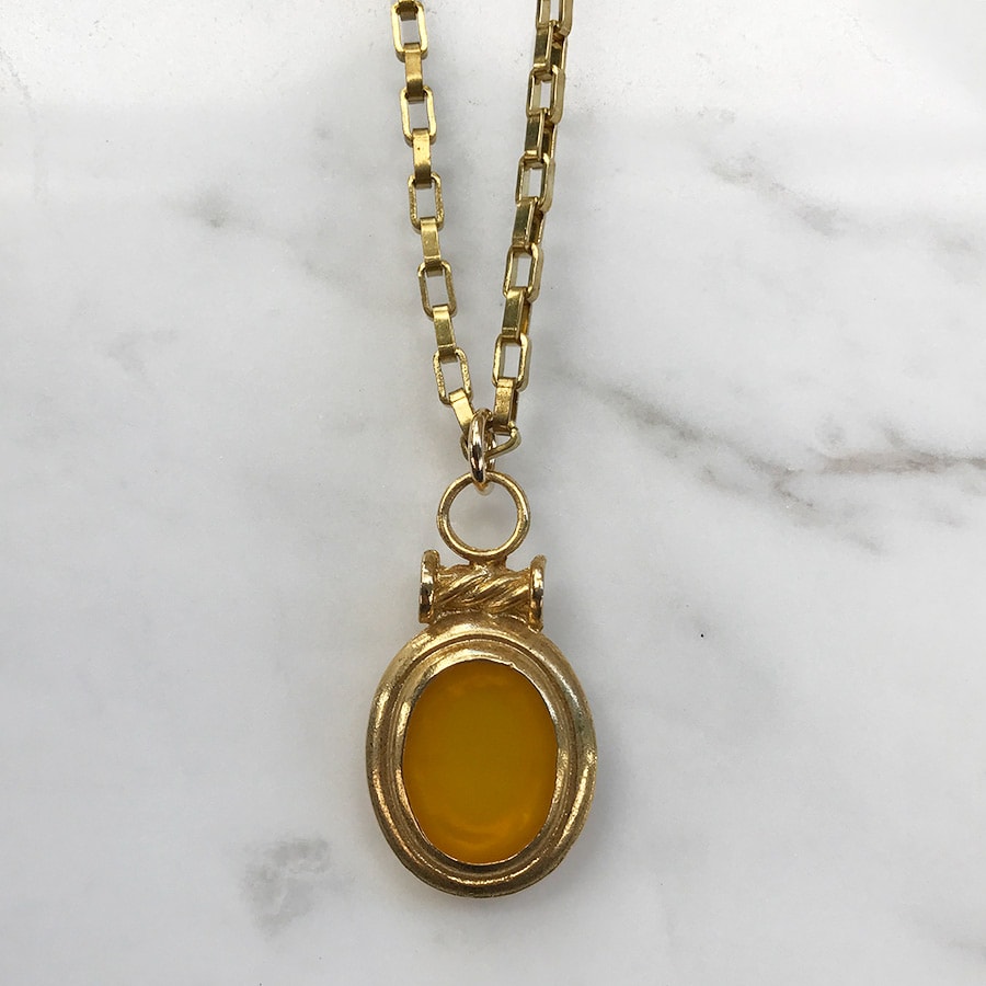 18kt Gold Plated Layering Chain Necklace With Vintage Pendant - Harlequin Market