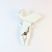 Load image into Gallery viewer, Lea Stein Famous Renard Fox Brooch Pin - White With Black Music Notes