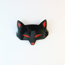Load image into Gallery viewer, Lea Stein Goupil Fox Head Brooch - Black With Red Eyes &amp; Ears