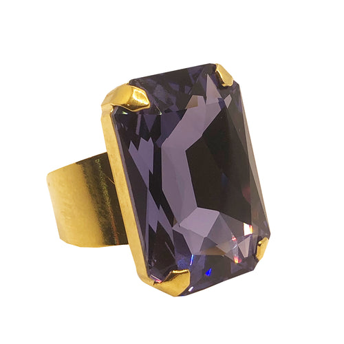 Harlequin Market Light Purple Crystal Adjustable Ring