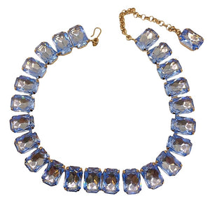 Harlequin Market Octagon Austrian Crystal Accent Necklace - Light Sapphire