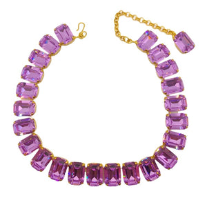 Harlequin Market Octagon Austrian Crystal Accent Necklace - Lilac Purple