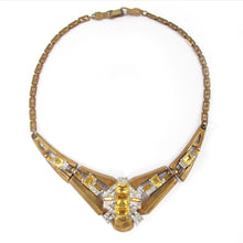 Load image into Gallery viewer, Vintage Signed &#39;McClelland Barclay&#39; Art Deco Design Faceted Yellow Citrine Accent Rhinestone Necklace c. 1930