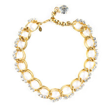 Load image into Gallery viewer, David Mandel for The Show Must Go On Gold Tone - Clear Crystal Chunky Chain Necklace