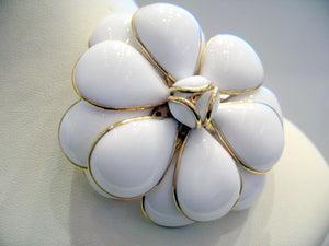 Vintage Chanel Pate-de-verre White Camellia Brooch