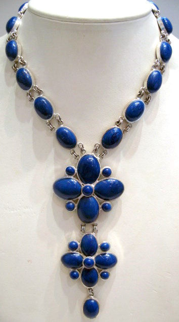 Pate-de-verre Deep Blue Double Drop Necklace
