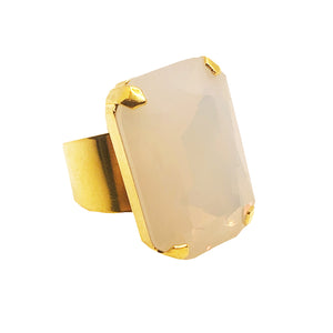 Harlequin Market White Crystal Adjustable Ring