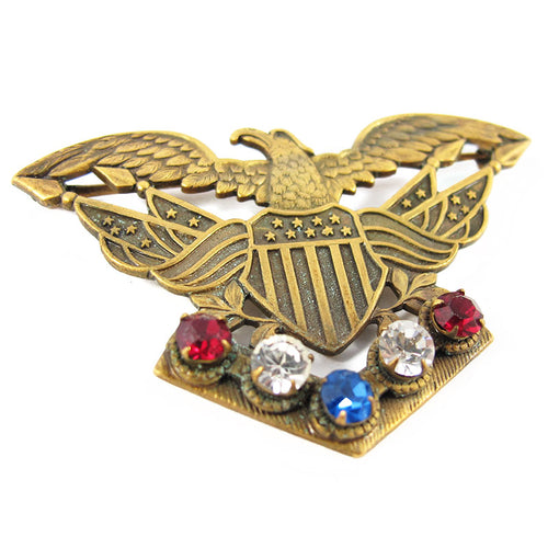 Signed vintage Joseff of Hollywood patriotic theme brooch c. 1950