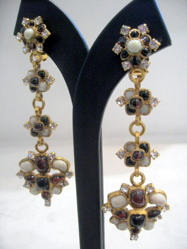 Pate-de-verre Encrusted Drop Earrings