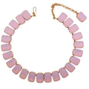 Harlequin Market Octagon Austrian Crystal Accent Necklace - Pink Opal
