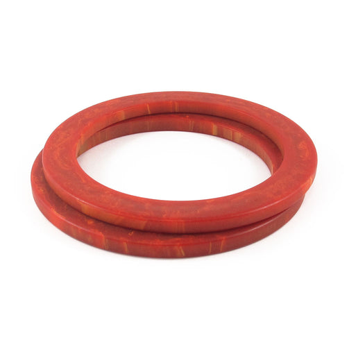 Vintage flat edge Bakelite spacer bangles c.1950's - burnt orange