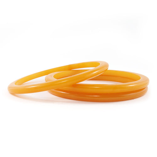 Rounded Edge Bakelite Spacer Bangles c.1950's - Banana Colour