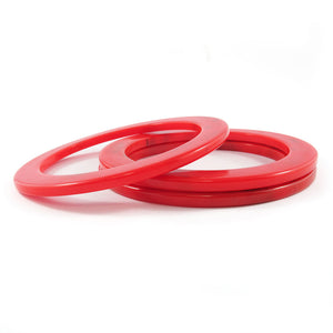 Flat sided Bakelite spacer bangles c.1950's - marbled red