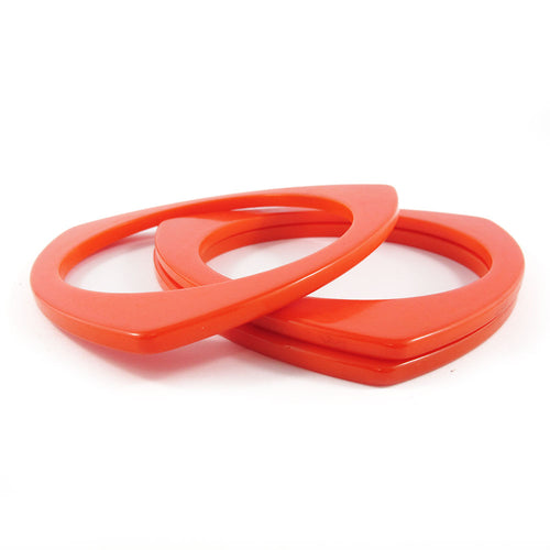 Triangular shaped Bakelite spacer bangles c.1950's - orange