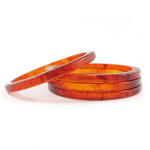 Flat Edge Bakelite Spacer Bangles c.1950's - Root Beer