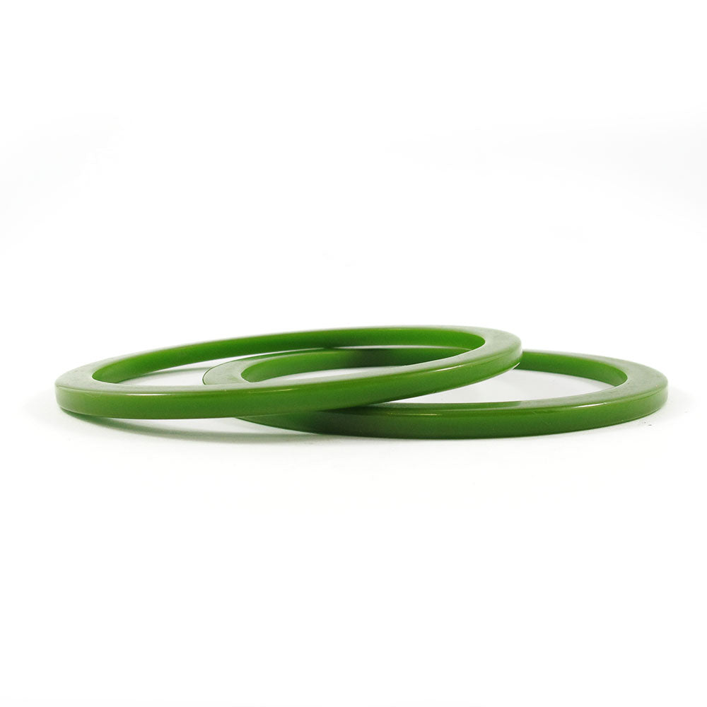 Sliced Bakelite Spacer Bangles c.1950's - Evergreen