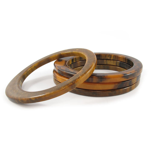 Bakelite egg shape spacer bangles c.1950's - mississippi mud - Harlequin Market