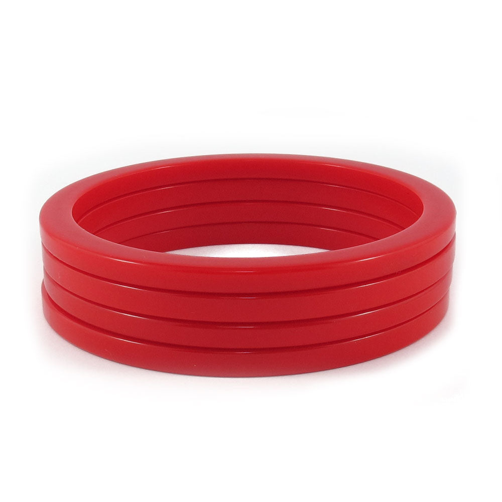 Sliced Bakelite Spacer Bangles c.1950's - Red