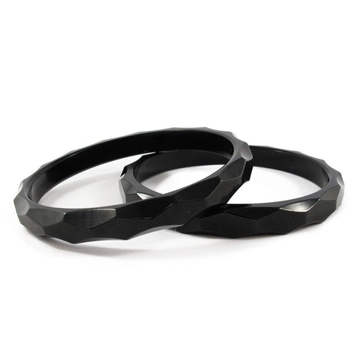 Bakelite spacer bangles c.1950's - black opaque - Harlequin Market