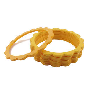 Scalloped Bakelite Spacer Bangles c.1950's - Buttercup Yellow