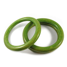 Load image into Gallery viewer, Tube shape Bakelite Spacer Bangles c.1950&#39;s - Green Apple + Yellow