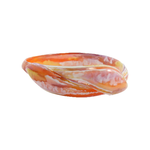 Signed Lea Stein Snake Bangle - Peach Pink Marble