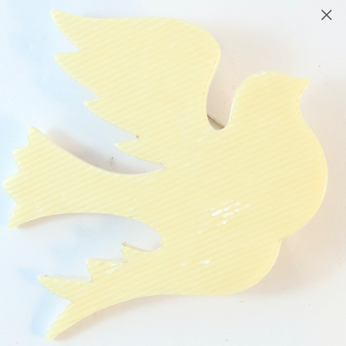 Lea Stein Small Dove Brooch Pin - Creme