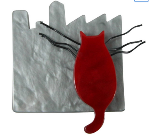 Signed Marie Christine Pavone Cat brooch