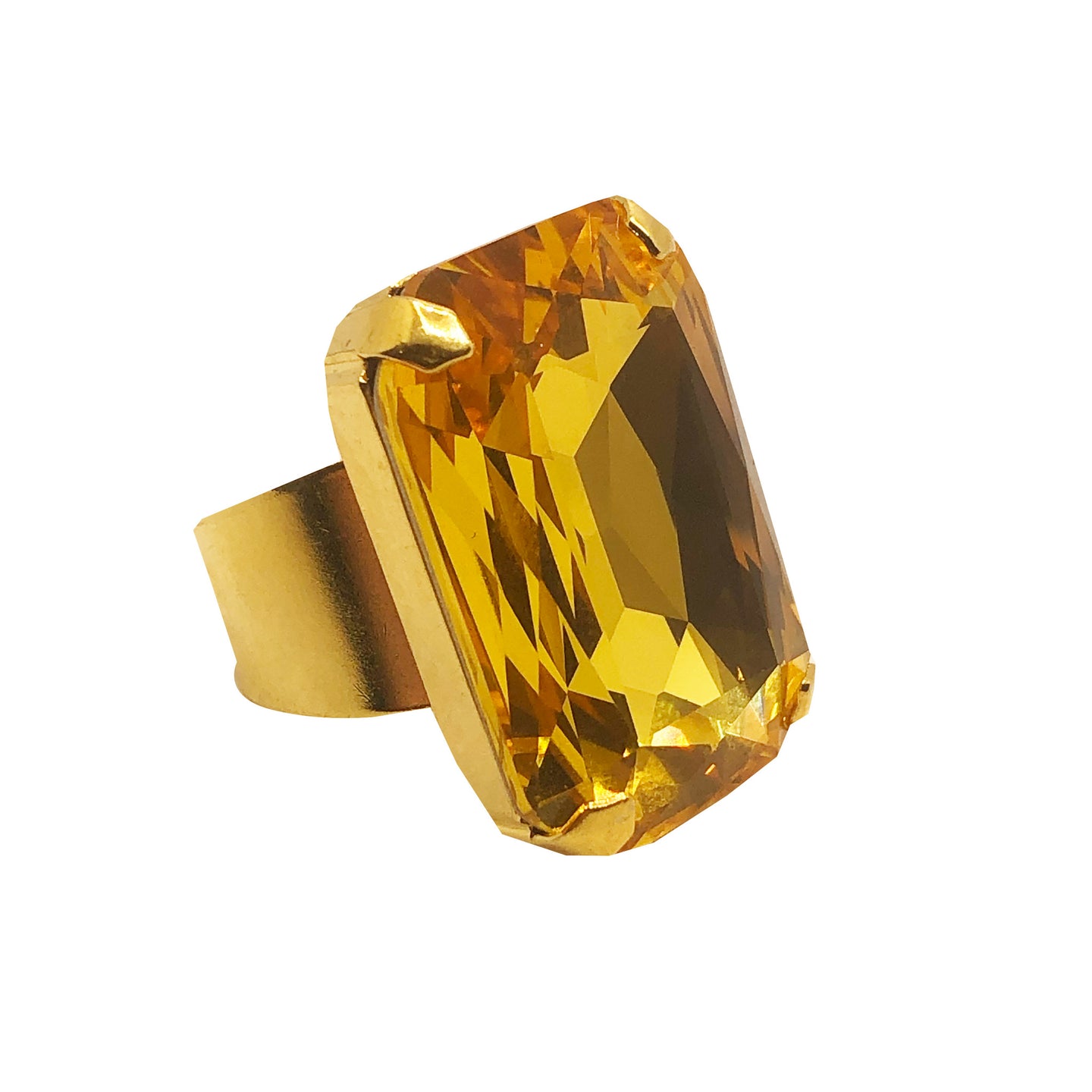 Harlequin Market Yellow Crystal Adjustable Ring