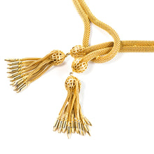 Load image into Gallery viewer, Hobe Vintage Signed Mesh and Tassel Lariat Necklace c. 1950
