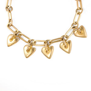 Givenchy Signed Vintage Modernist Love Heart Charm Collar Necklace c. 1980