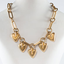 Load image into Gallery viewer, Givenchy Signed Vintage Modernist Love Heart Charm Collar Necklace c. 1980